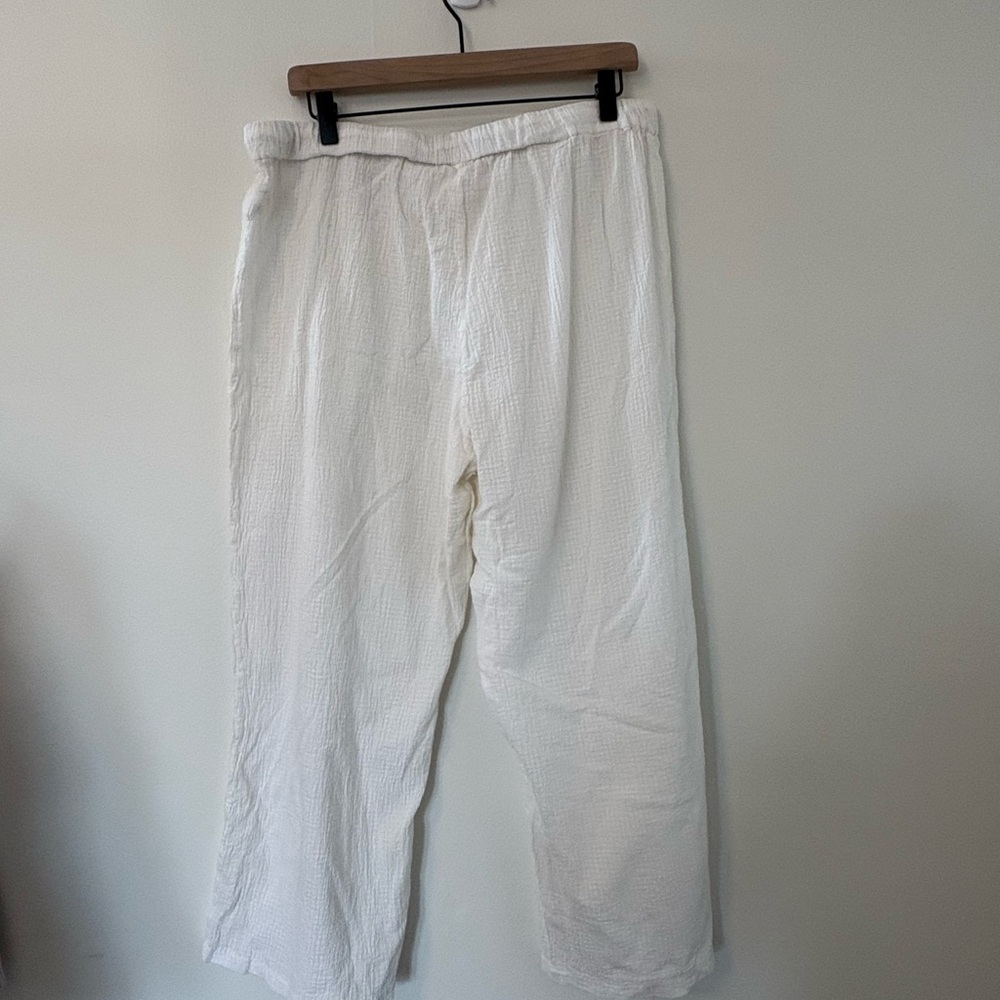 Lightweight White Drawstring Wide-Leg Pants - Picture 2 of 10